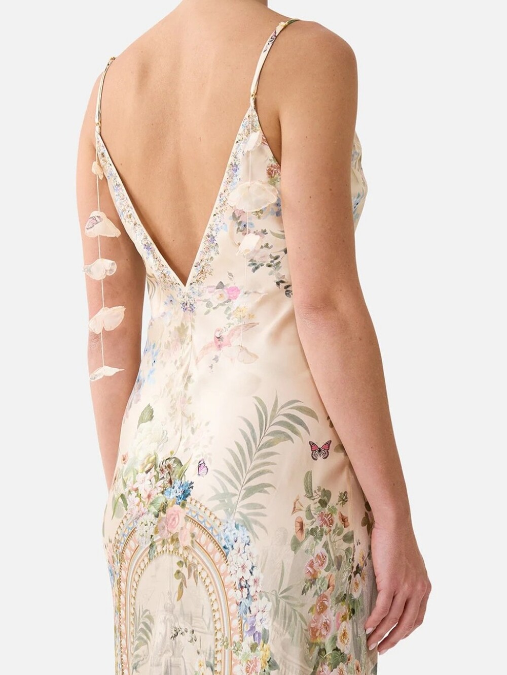 Camilla V Neck Full Length Bias Slip Dress In Midsummer Masterpiece - Picture 4 of 15